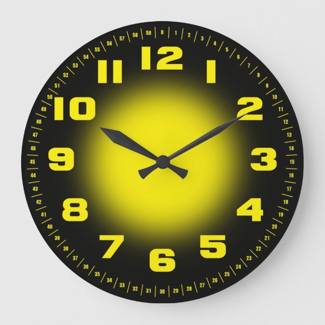 Reloj Redondo Grande Amarillo del neón (Anverso)