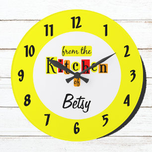 Reloj Redondo Grande Amarillo Personalizado De la Cocina Con Números