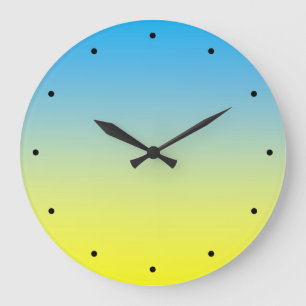 Reloj Redondo Grande Amarillo Y Azul Dos Tonos
