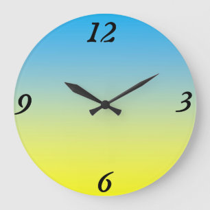 Reloj Redondo Grande Amarillo Y Azul Dos Tonos