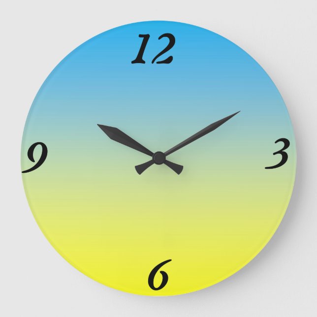 Reloj Redondo Grande Amarillo Y Azul Dos Tonos (Anverso)