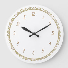Reloj Redondo Grande Amarillo y marrón Doodle dibujado a mano minimalis