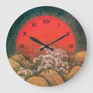 Reloj Redondo Grande AMATERASU ,SUN GODDESS negro marrón rojo
