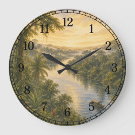 Reloj Redondo Grande Amazon Rainforest Wall Clock — Nature-Inspired Des