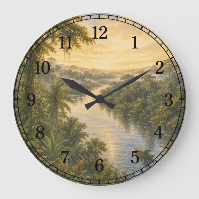 Reloj Redondo Grande Amazon Rainforest Wall Clock — Nature-Inspired Des (Anverso)