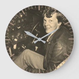 Reloj Redondo Grande Amelia Earhart Airplane Cockpit Photo 1937 