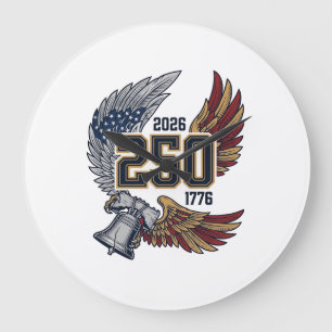 Reloj Redondo Grande América 250 Alas de Águila 2026 Diseño Patriótico_