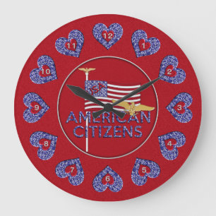 Reloj Redondo Grande American Citizens Round Wall Clock RED