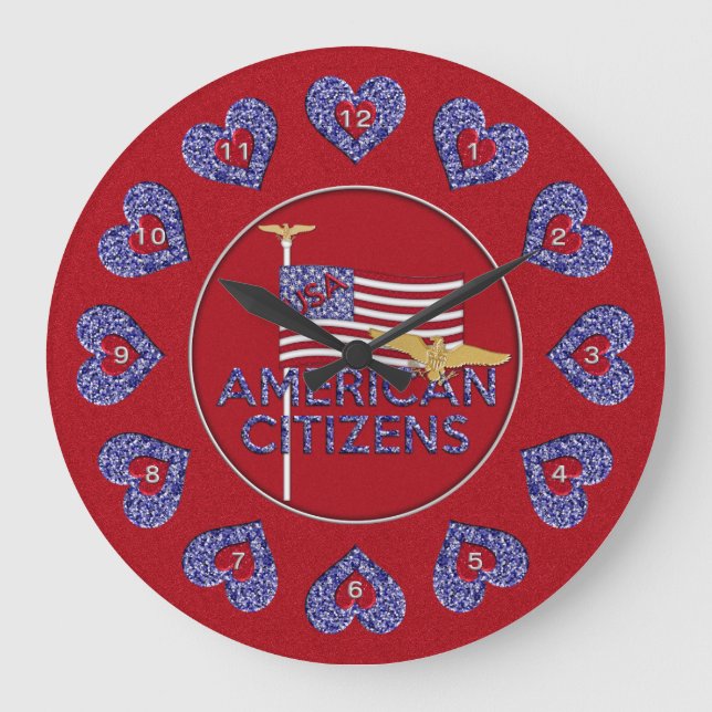 Reloj Redondo Grande American Citizens Round Wall Clock RED (Anverso)