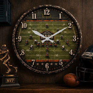 Reloj Redondo Grande American Football Field Game Room Coach Gift