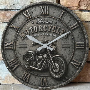 Reloj Redondo Grande American Motorcycles Vintage Garage Decor