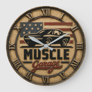 Reloj Redondo Grande American Muscle Garage Vintage USA Muscle Car