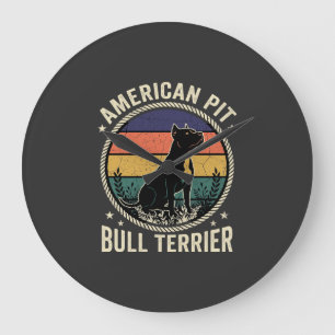Reloj Redondo Grande American Pit Bull Terrier Perro Cuerda Atardecer V