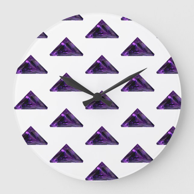 Reloj Redondo Grande Amethyst, Febrero Birthstone Purple Large Clock (Anverso)