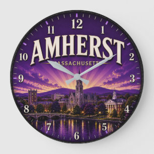 Reloj Redondo Grande Amherst Massachusetts Vintage College Town