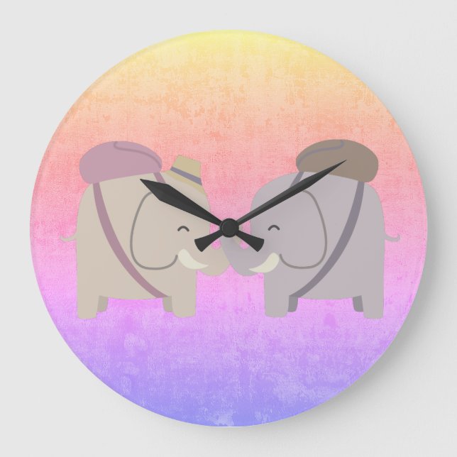 Reloj Redondo Grande amigos elefantes (Anverso)