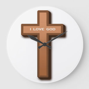 RELOJ REDONDO GRANDE "AMO A DIOS" CRUZ