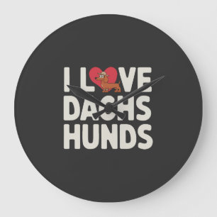 Reloj Redondo Grande Amo a los Dachshunds Dibujos Animados Lindos