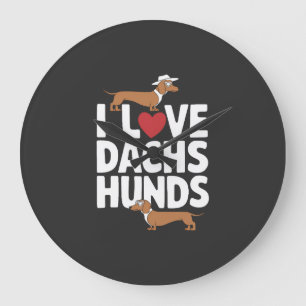 Reloj Redondo Grande Amo a los Dachshunds divertido gráfico para amante