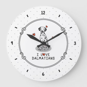 Reloj Redondo Grande Amo a los dálmatas (negro 1) Diversión del corazón