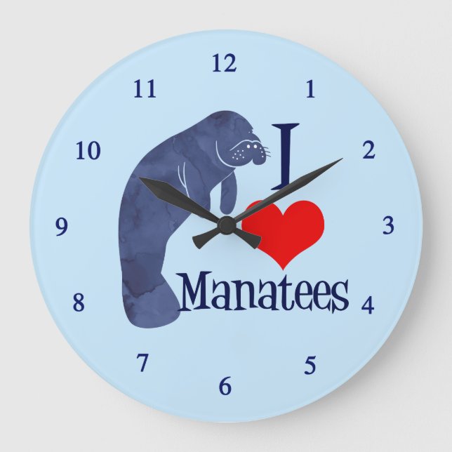 Reloj Redondo Grande Amo a los Manatíes (Anverso)