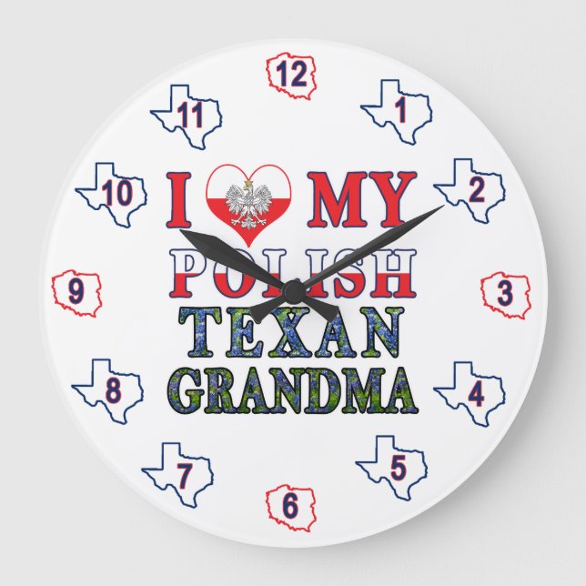 Reloj Redondo Grande Amo a mi abuela textil polaca (Anverso)