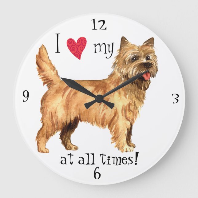 Reloj Redondo Grande Amo a mi Cairn Terrier (Anverso)