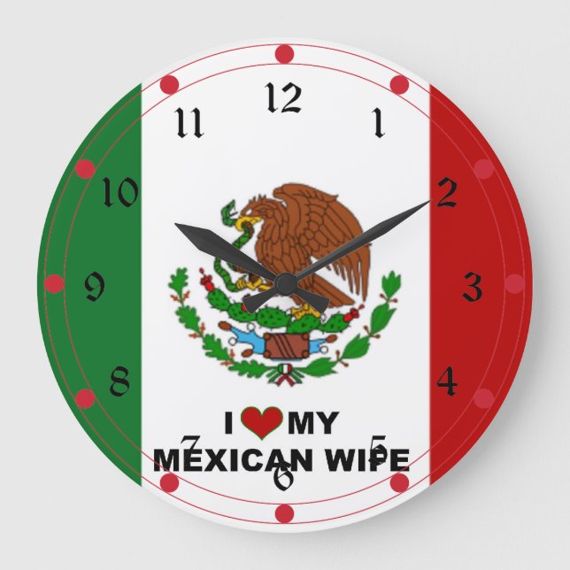 Reloj Redondo Grande Amo a mi esposa mexicana - Bandera de México (Anverso)