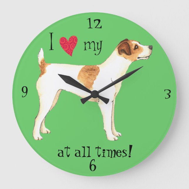 Reloj Redondo Grande Amo a mi Jack Russell Terrier (Anverso)