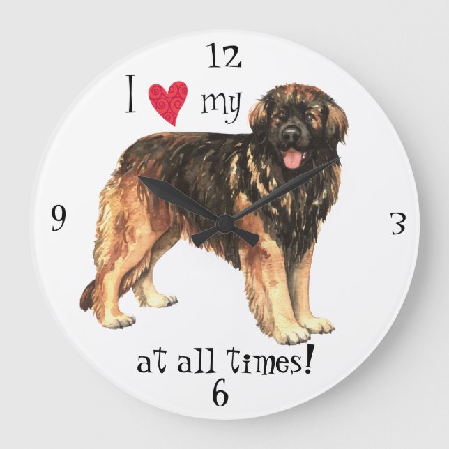 Reloj Redondo Grande Amo a mi Leonberger (Anverso)