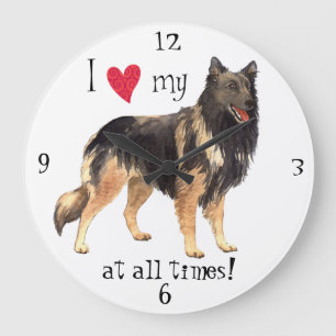 Reloj Redondo Grande Amo a mi Tervuren belga