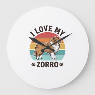 Reloj Redondo Grande Amo a mi Zorro Diseño Vintage Amante de los Perros
