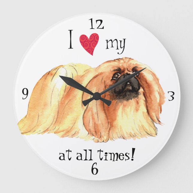 Reloj Redondo Grande Amo a mis pekingeses (Anverso)