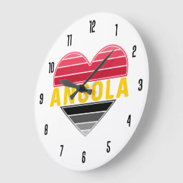 Reloj Redondo Grande Amo Angola, corazón angoleño