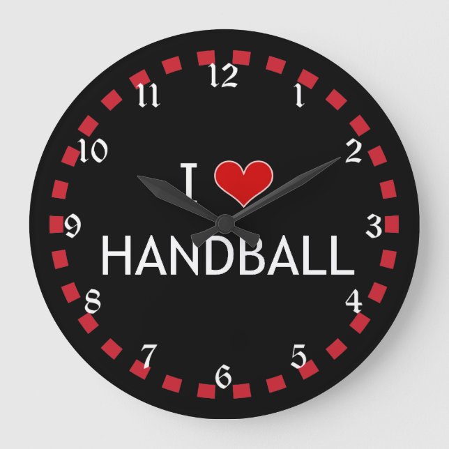Reloj Redondo Grande Amo el balonmano, diseño popular (Anverso)