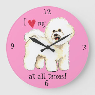 Reloj Redondo Grande Amo mi Bichon Frise