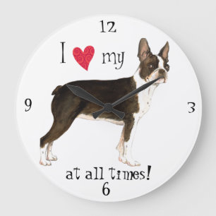 Reloj Redondo Grande Amo mi Boston Terrier