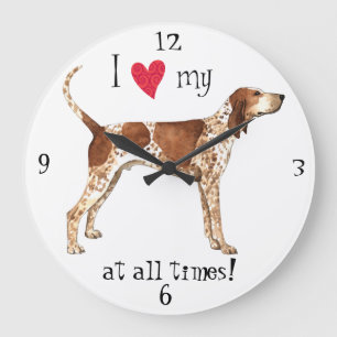 Reloj Redondo Grande Amo mi Coonhound del inglés americano