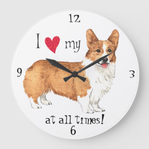 Reloj Redondo Grande Amo mi Corgi Galés del Pembroke