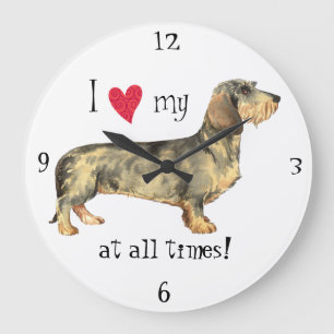 Reloj Redondo Grande Amo mi Dachshund Wirehaired