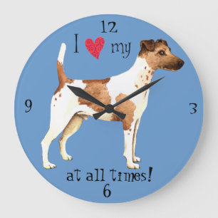 Reloj Redondo Grande Amo mi fox terrier liso