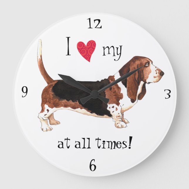 Reloj Redondo Grande Amo mi Hound Basset (Anverso)
