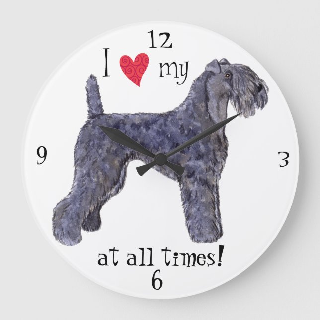 Reloj Redondo Grande Amo mi Kerry Blue Terrier (Anverso)