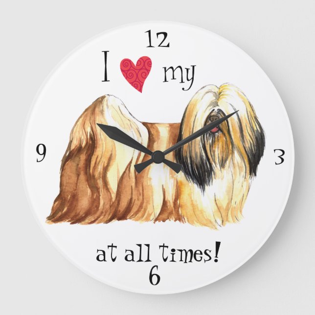 Reloj Redondo Grande Amo mi Lhasa Apso (Anverso)