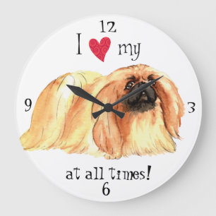 Reloj Redondo Grande Amo mi Pekingese