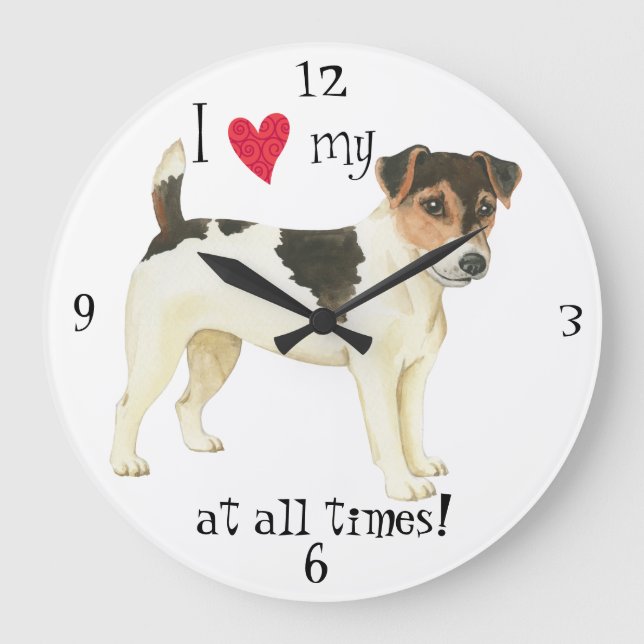 Reloj Redondo Grande Amo mi Russell Terrier (Anverso)