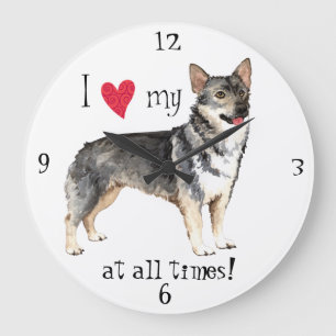 Reloj Redondo Grande Amo mi Vallhund sueco