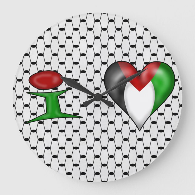 Reloj Redondo Grande Amo Palestina (Anverso)