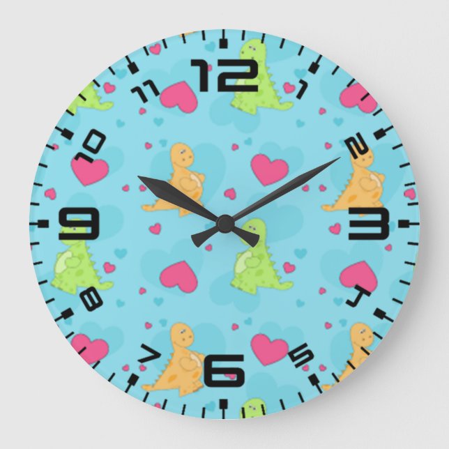 Reloj Redondo Grande Amor a los dinosaurios (Anverso)