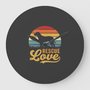 Reloj Redondo Grande Amor de rescate Perro retro Atardecer_1